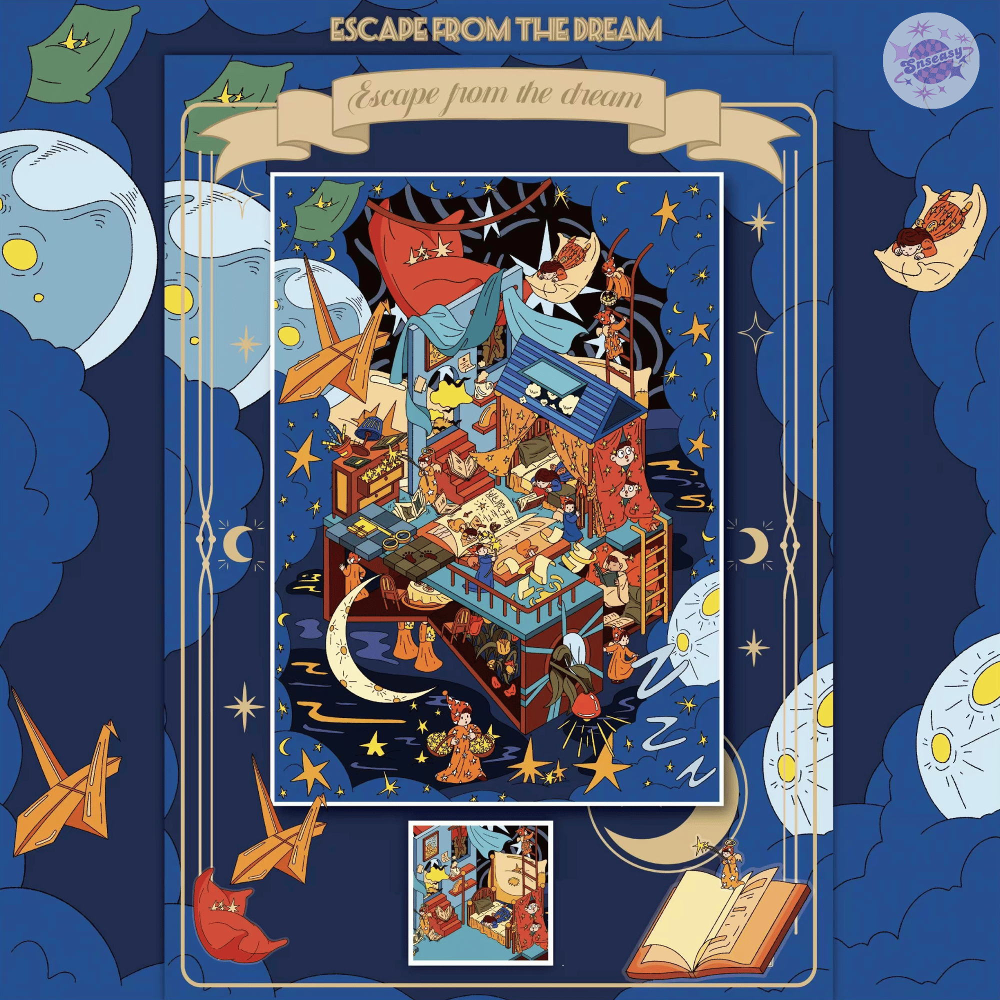 Vintage Dreamscape – Plus Size 3D Miniature Sticker Scenes - 4 Theme Sets: Puppet Dollhouse | Fortune Teller's Tent | Dream Escape | Odd Magician’s Room