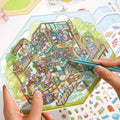 Cute Animals 17.0 – 3D Miniature Sticker Scenes - 4 Theme Sets: Amusement Park | Farm | Yacht | Bookstore
