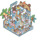 Cute Animals: Capybara Hot Spring – 3D DIY Miniature Scene Sticker