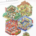 Cute Animal 18.0 – 3D Miniature Sticker Scenes - 4 Theme Sets: Penguin Restaurant | Mini Hair Salon | Puppy Arcade | Penguin Teahouse
