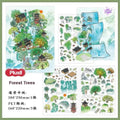 Mountain and Water Series – Plus 3D Miniature Sticker Scenes - 2 Theme Sets: Mountain Peach Blossoms | Forest Trees