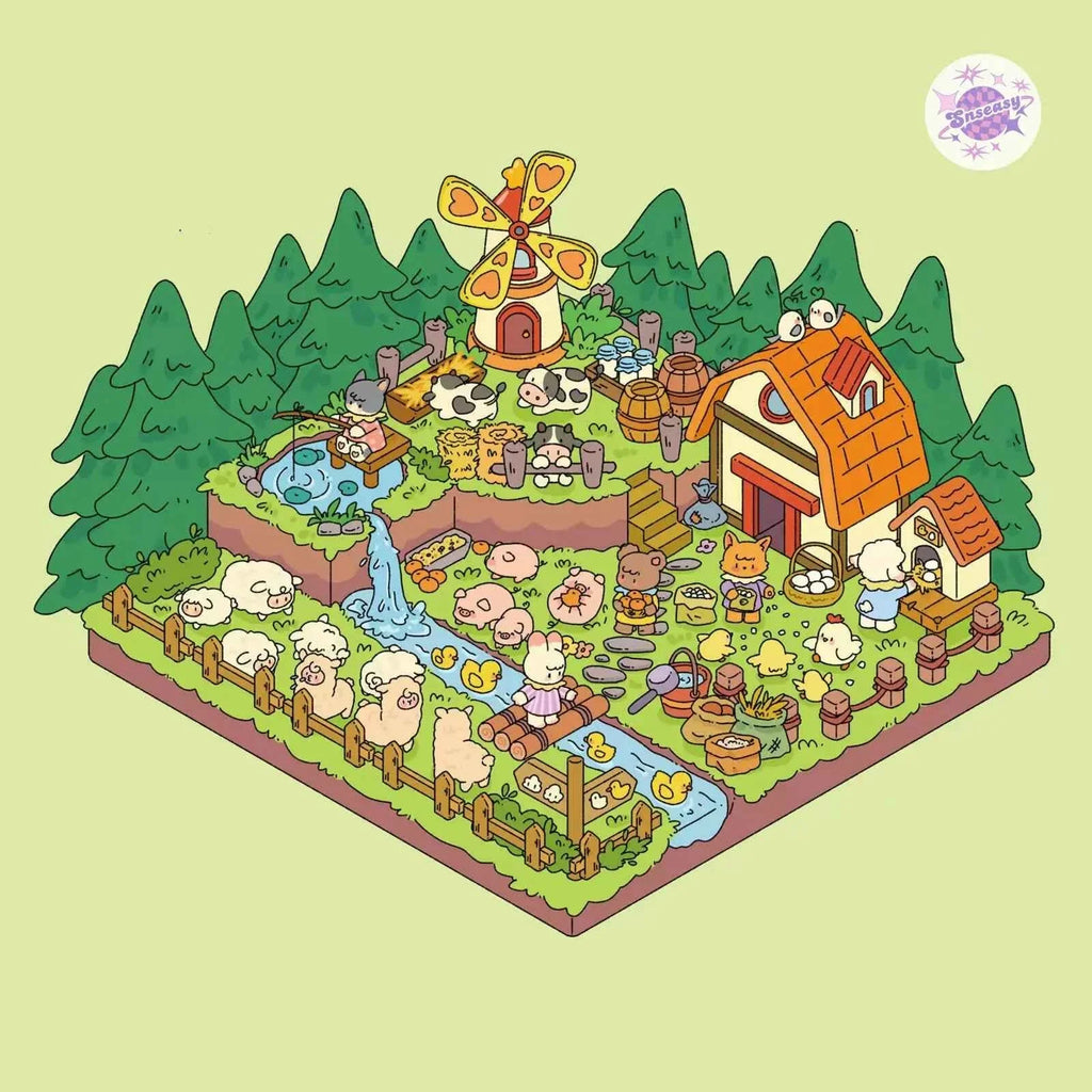 Pastoral Farm Series – 3D Miniature Sticker Scenes - 4 Theme Sets: Animal Farm | Vegetable Farm | Flower Farm | Fruit Farm