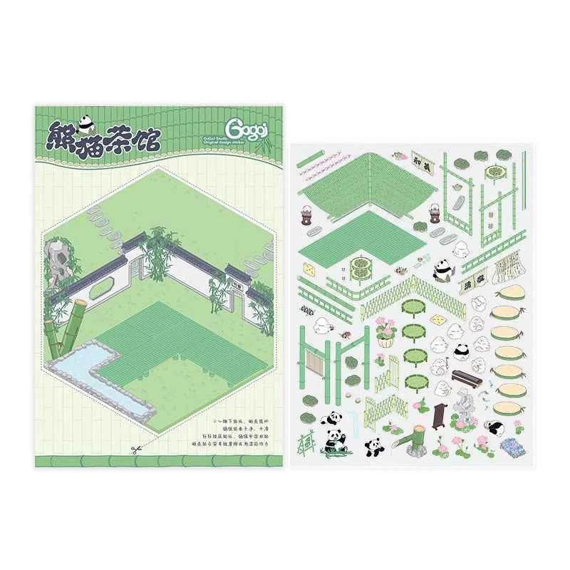Cute Chick 3D Sticker Scenes - 12 Theme Sets: Coffee Flower | Panda Tea House | Bakery Shop | Apartment | Halloween | Outdoor Party | Snack Store | Arcade | Girls' Dormitory | Retro Hall | Public Bathhouse | Chinese Inn