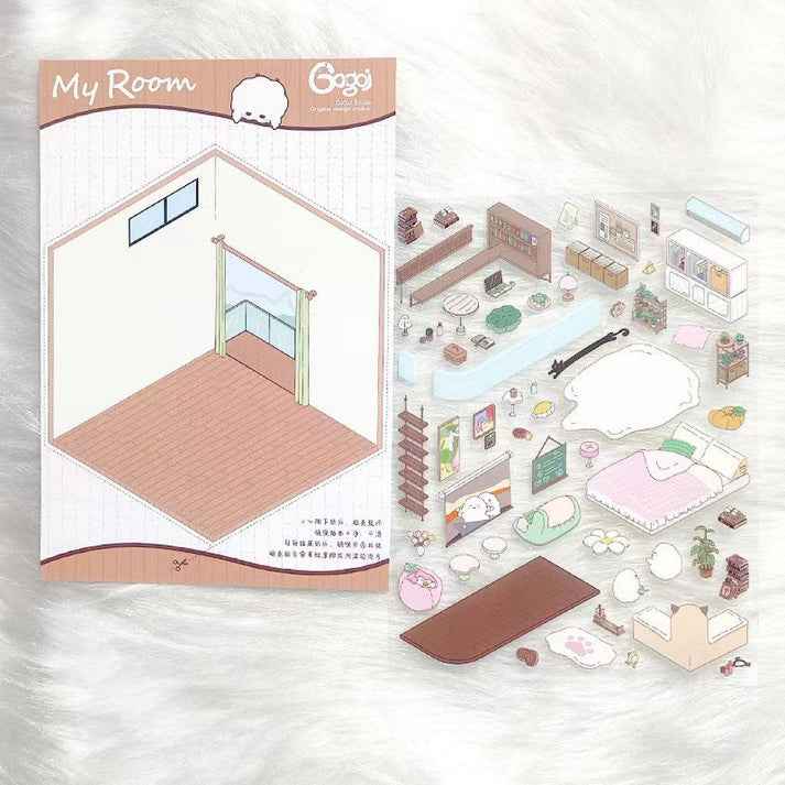 Cute Chick 3D Sticker Scenes - 12 Theme Sets: Coffee Flower | Panda Tea House | Bakery Shop | Apartment | Halloween | Outdoor Party | Snack Store | Arcade | Girls' Dormitory | Retro Hall | Public Bathhouse | Chinese Inn