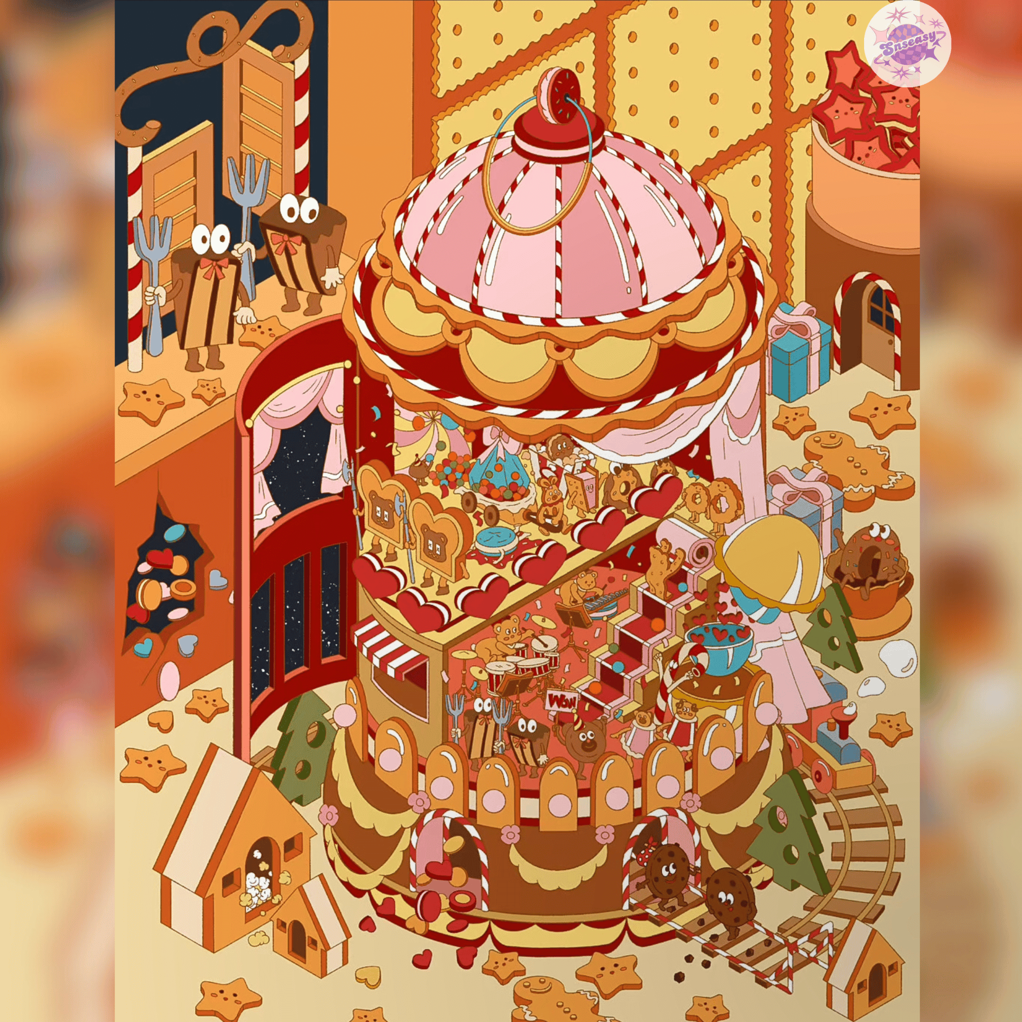 Fantasy Dreamscape – 3D Miniature Scene Stickers – 4 Theme Sets: Dessert House Dream | Bubble House Dream | Haunted Adventure Dream | Giant Burger Dream