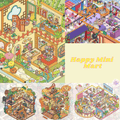 Happy Mini Mart – 3D Miniature Sticker Scenes - 5 Theme Sets: Photography Studio | Teahouse | Meow Burger Shop | Meow Bakery | Yoga & SPA
