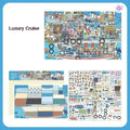 Jumbo Train and Cruise – Plus 3D Miniature Sticker Scenes - 2 Theme Sets: Green Train | Luxury Cruise