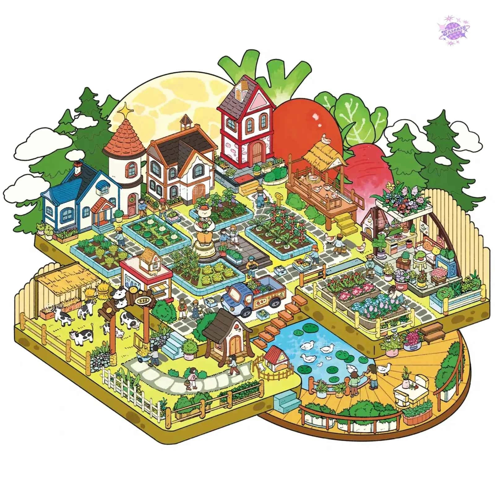 Forest Farm Series– Plus 3D DIY Miniature Sticker Scenes - 2 Theme Sets: Forest Time | Forest Farm