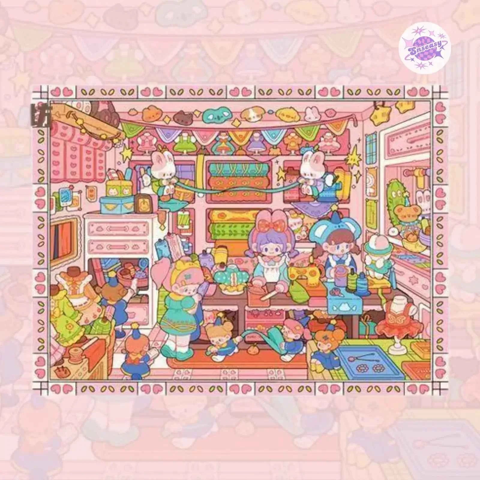 Beautiful Spring 3.0 Plus – 3D DIY Miniature Sticker Scenes - 3 Theme Sets: Fabric Shop | Convenience Store | Pear Garden Stage