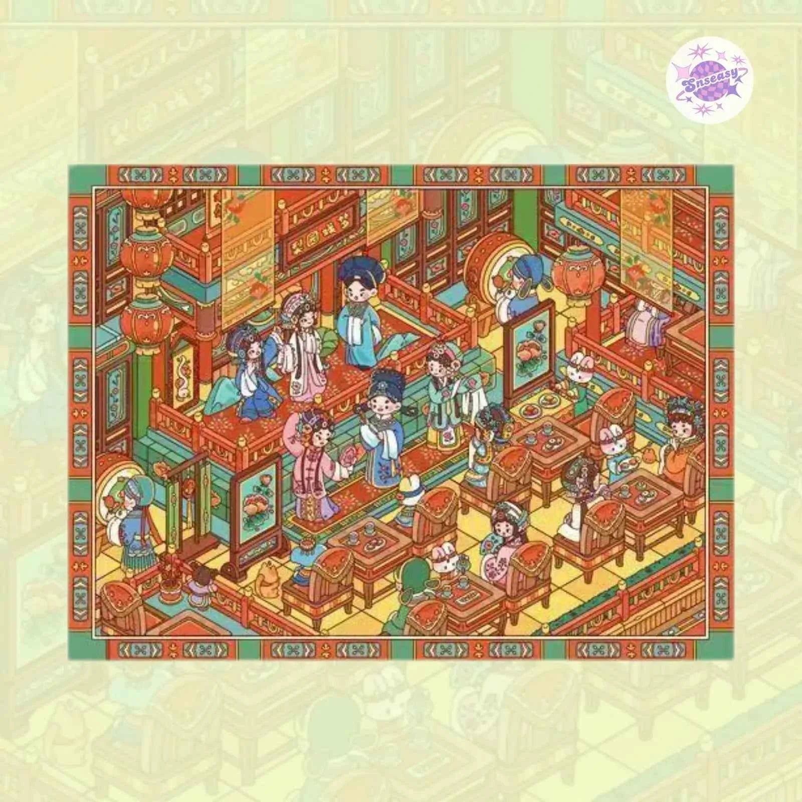 Beautiful Spring 3.0 Plus – 3D DIY Miniature Sticker Scenes - 3 Theme Sets: Fabric Shop | Convenience Store | Pear Garden Stage