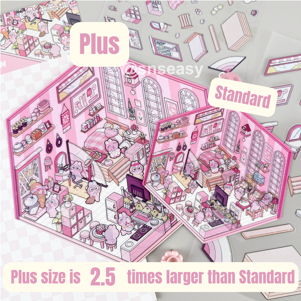 3D Scene Stickers - 8 Themes - Supermarket | Bookstore | Coffee Shop | Restaurant | Warm Home | Hot Spring | Gymnasium | Music Bar