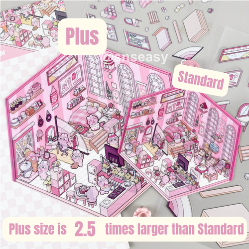 3D Scene Stickers - 8 Themes - Supermarket | Bookstore | Coffee Shop | Restaurant | Warm Home | Hot Spring | Gymnasium | Music Bar