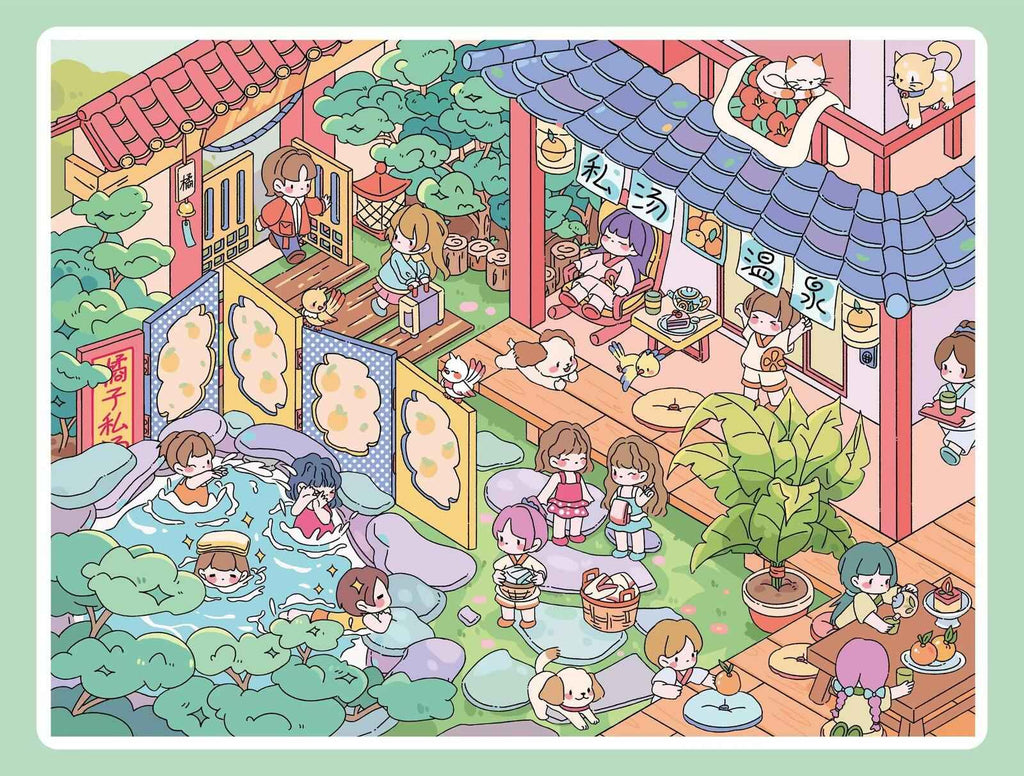 Plus Food Festival – 3D Miniature Sticker Scenes - 2 Theme Sets: Private Hot Spring | Food Festival