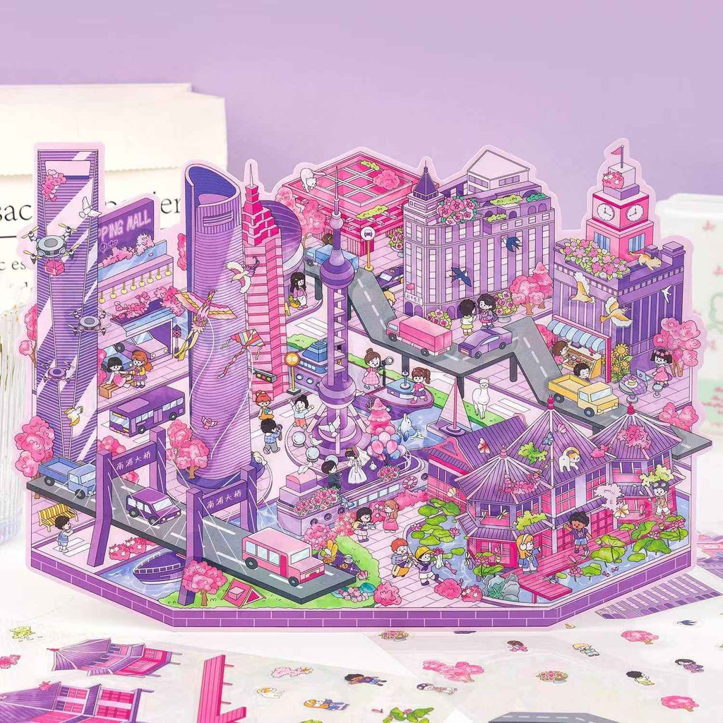 Urban Journey – 3D Miniature Sticker Scenes - 4 Theme Sets: Magic Shanghai | Diverse Beijing | Dreamy Jiangnan | Poetic Hangzhou
