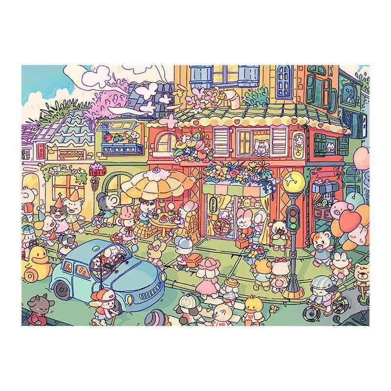 Plus Floral Series – 3D Miniature Sticker Scenes - 4 Theme Sets: Street Corner Flower Shop | Peach Blossom Villa | Prairie Farmhouse | Ancient Town