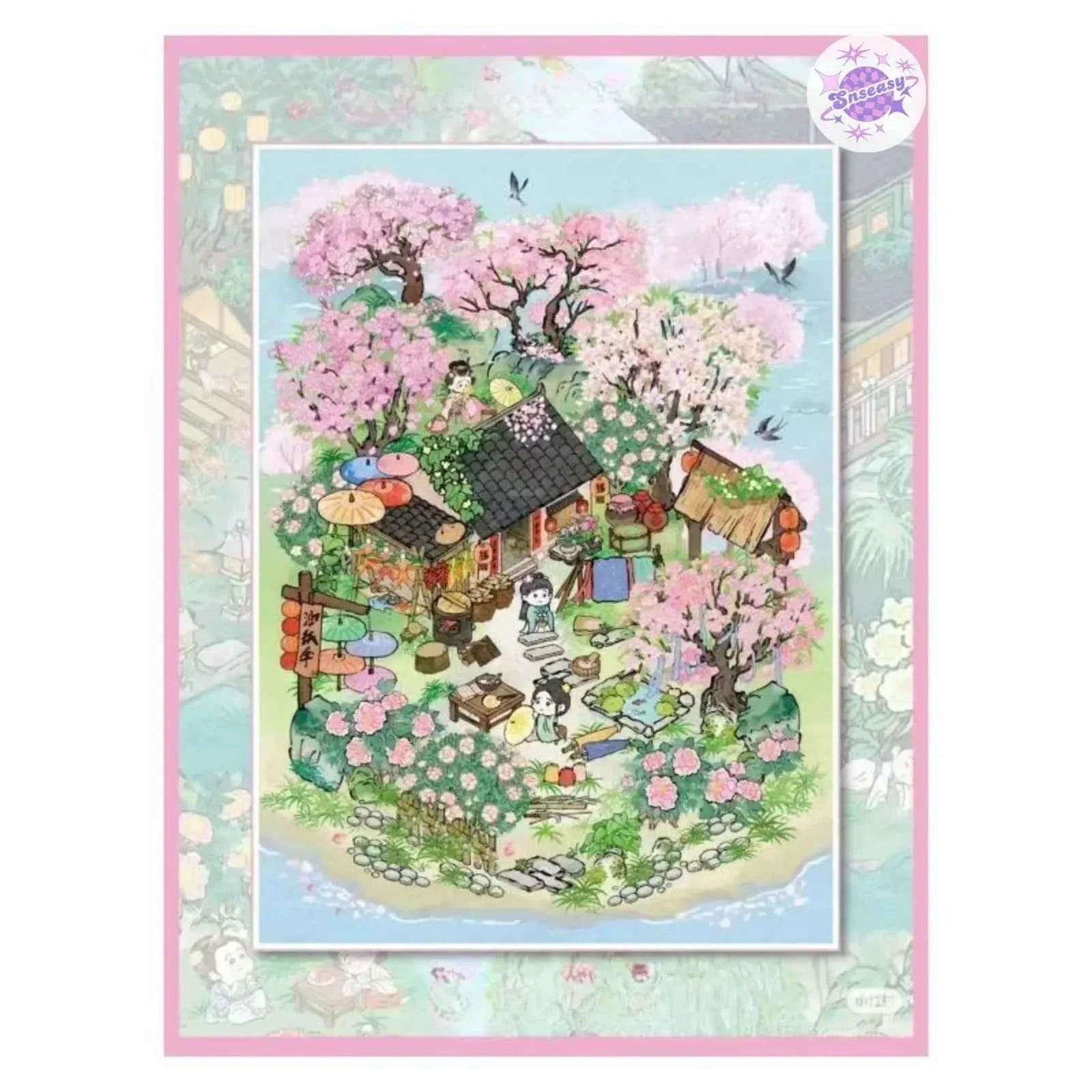My Ancient Style House 4.0 – 3D Miniature Sticker Scenes - 4 Theme Sets: Farmhouse Courtyard | Peach Tree Courtyard | Waterfront Courtyard | Lotus Pond Courtyard