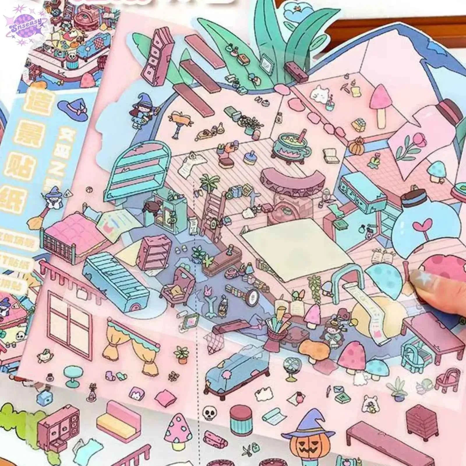 Plus Burger King & Witch House – 3D Miniature Sticker Scenes - 2 Theme Sets: Burger King | Witch House
