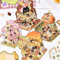 Cute Black Cat – 3D Miniature Sticker Scenes - 4 Theme Sets: Black Cat Café | Black Cat Dessert | Black Cat Chocolate | Black Cat Bakery