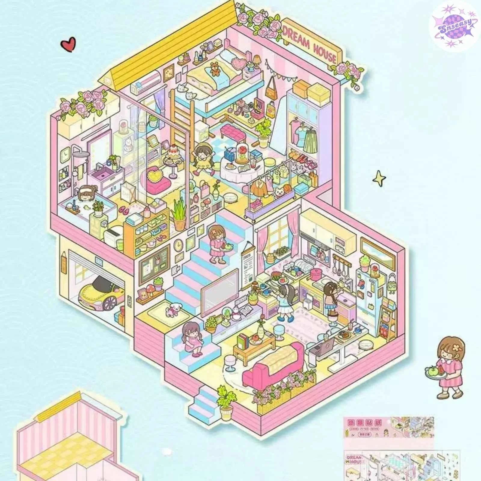 Plus Rabbit Courtyard – 3D Miniature Sticker Scenes - 2 Theme Sets: Rabbit Courtyard | Dream Home