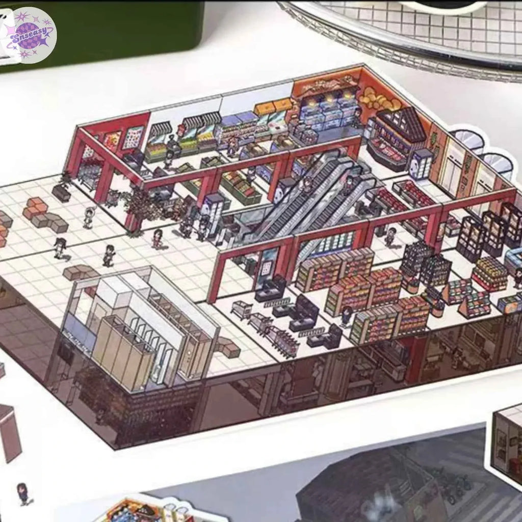 Plus Supermarket World – 3D Miniature Sticker Scenes - 2 Theme Sets: Supermarket World | Electronics City