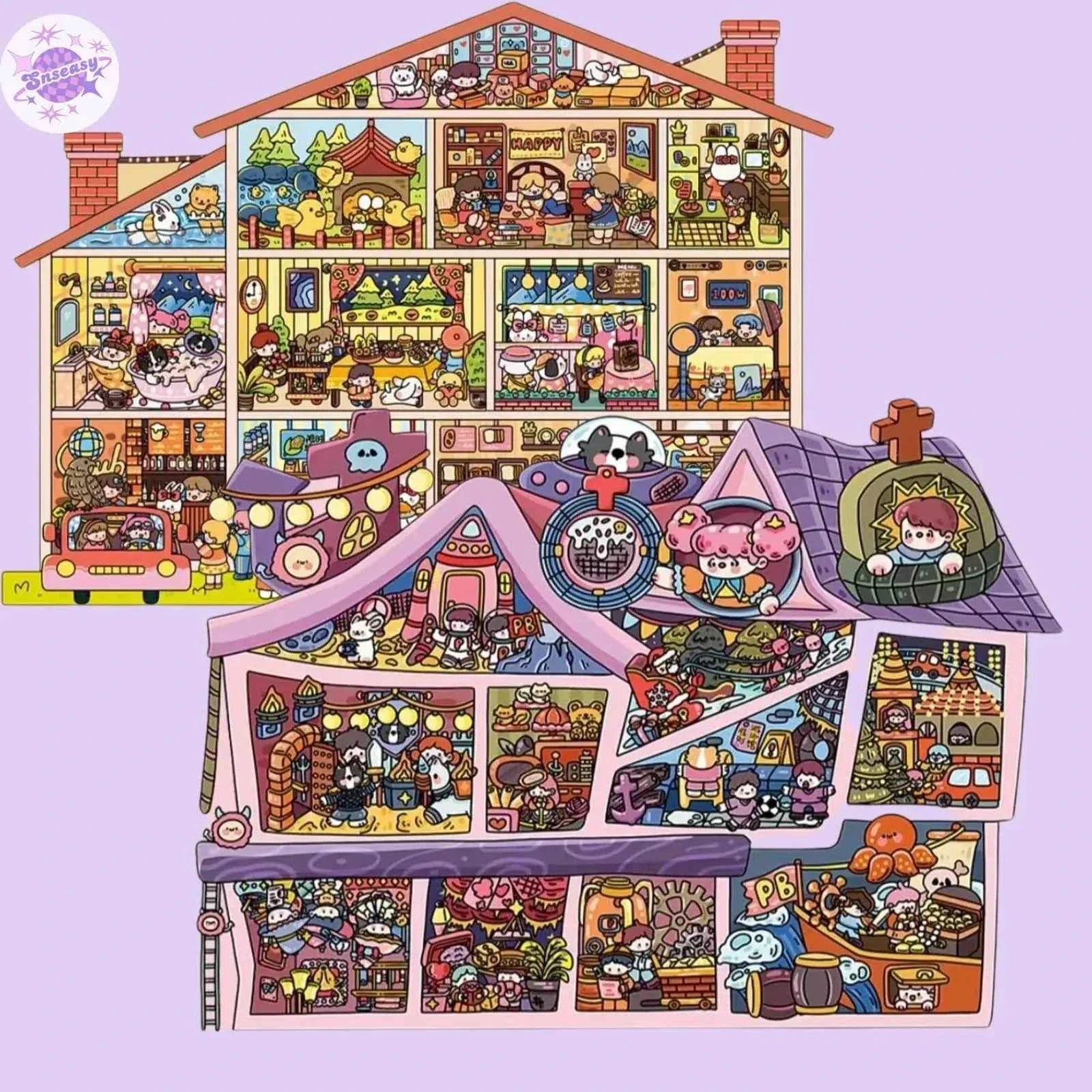 Plus Royal Apartment & Ghost Hotel – 3D Miniature Sticker Scenes - 2 Theme Sets: Royal Apartment | Ghost Hotel
