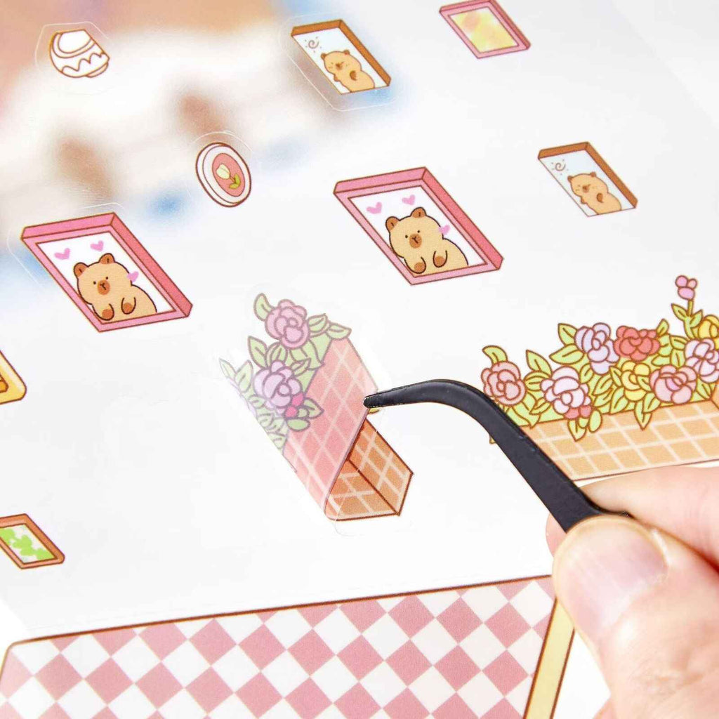 Plus Cozy Home – 3D Miniature Sticker Scenes - 4 Theme Sets: Dream Home | Capybara Home | Sweetheart Cottage | Panda House