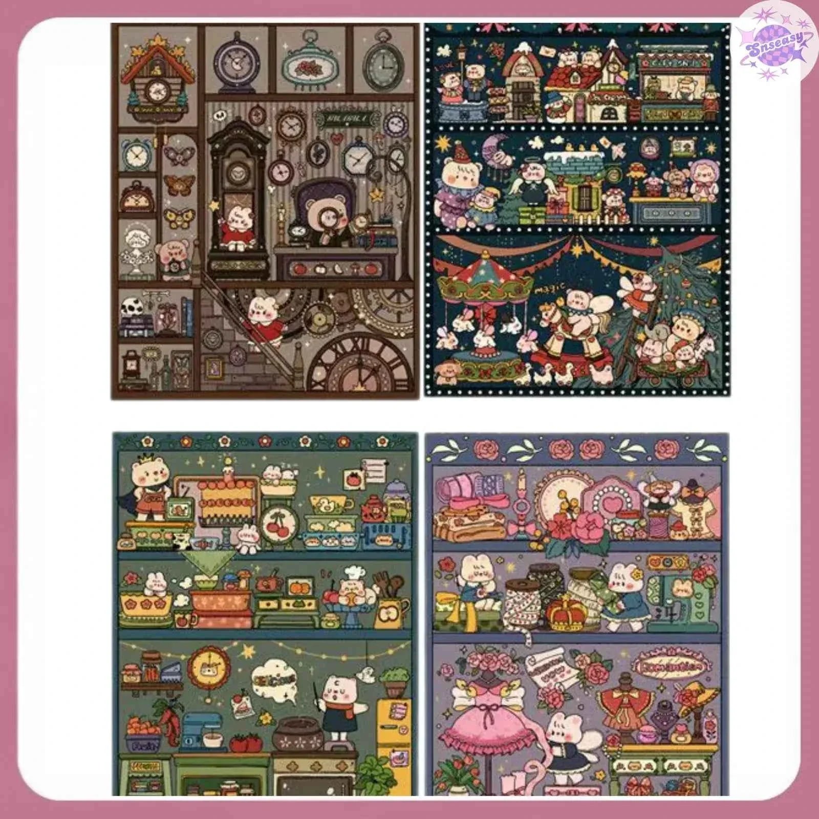 Cute Bunny Mini 1.0 – 3D Miniature Sticker Scenes - 4 Theme Sets