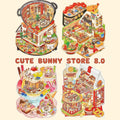 Cute Bunny Store 8.0 – Mini Shop Series 3D Sticker Scenes – 4 Theme Sets: Hot Pot Restaurant | Dessert Shop | Burger Shop | Sushi Bar