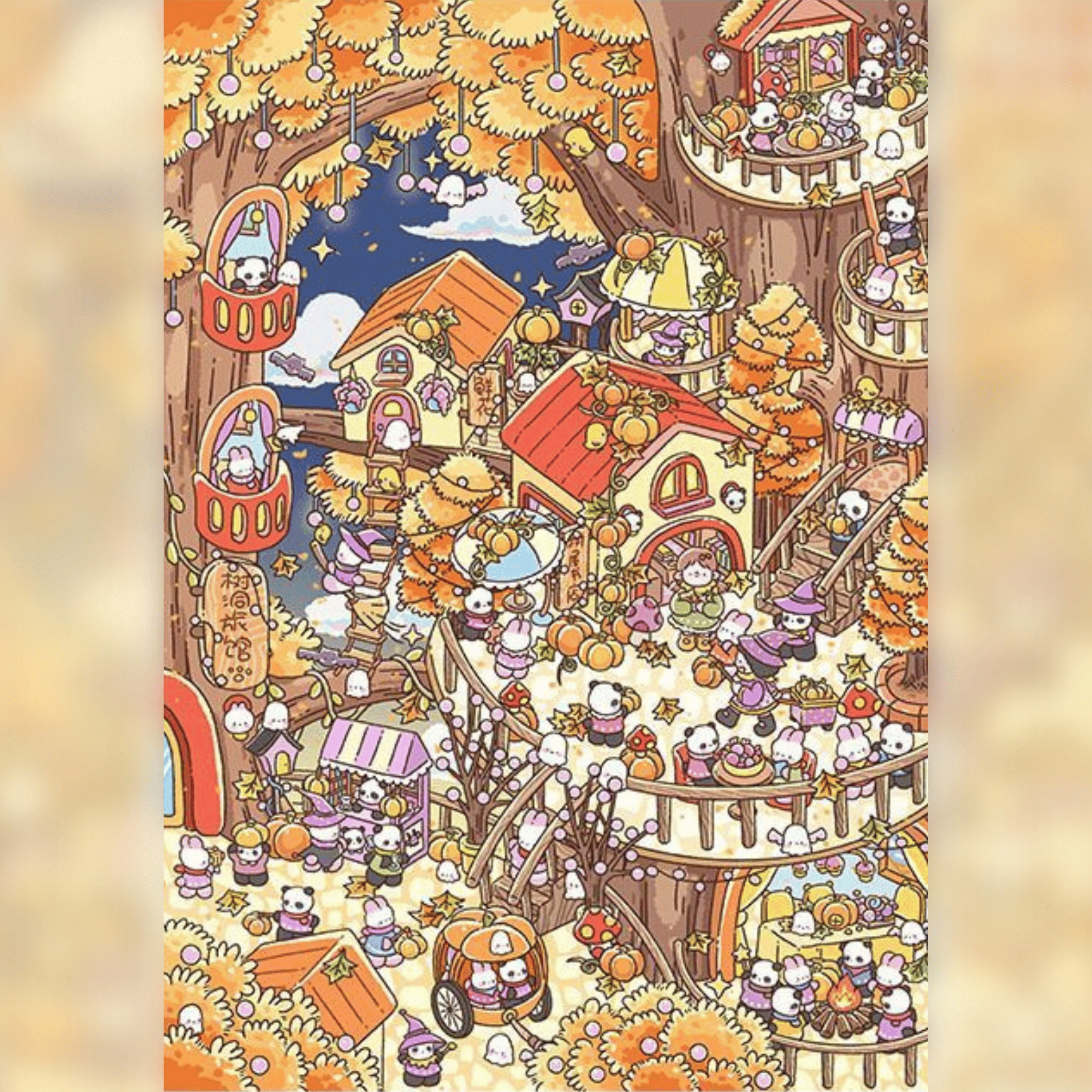 Treehouse Seasons 3D Scene Sticker Plus Size 4 Theme Sets: Spring Treehouse | Summer Treehouse | Autumn Treehouse | Winter Treehouse