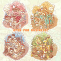 Cute Cat 6.0 – Open for Business! 3D Miniature Sticker Scenes – 4 Theme Sets: Soft Toast House | Avocado Salad | Chocolate House | Chenpi Rose Teapot