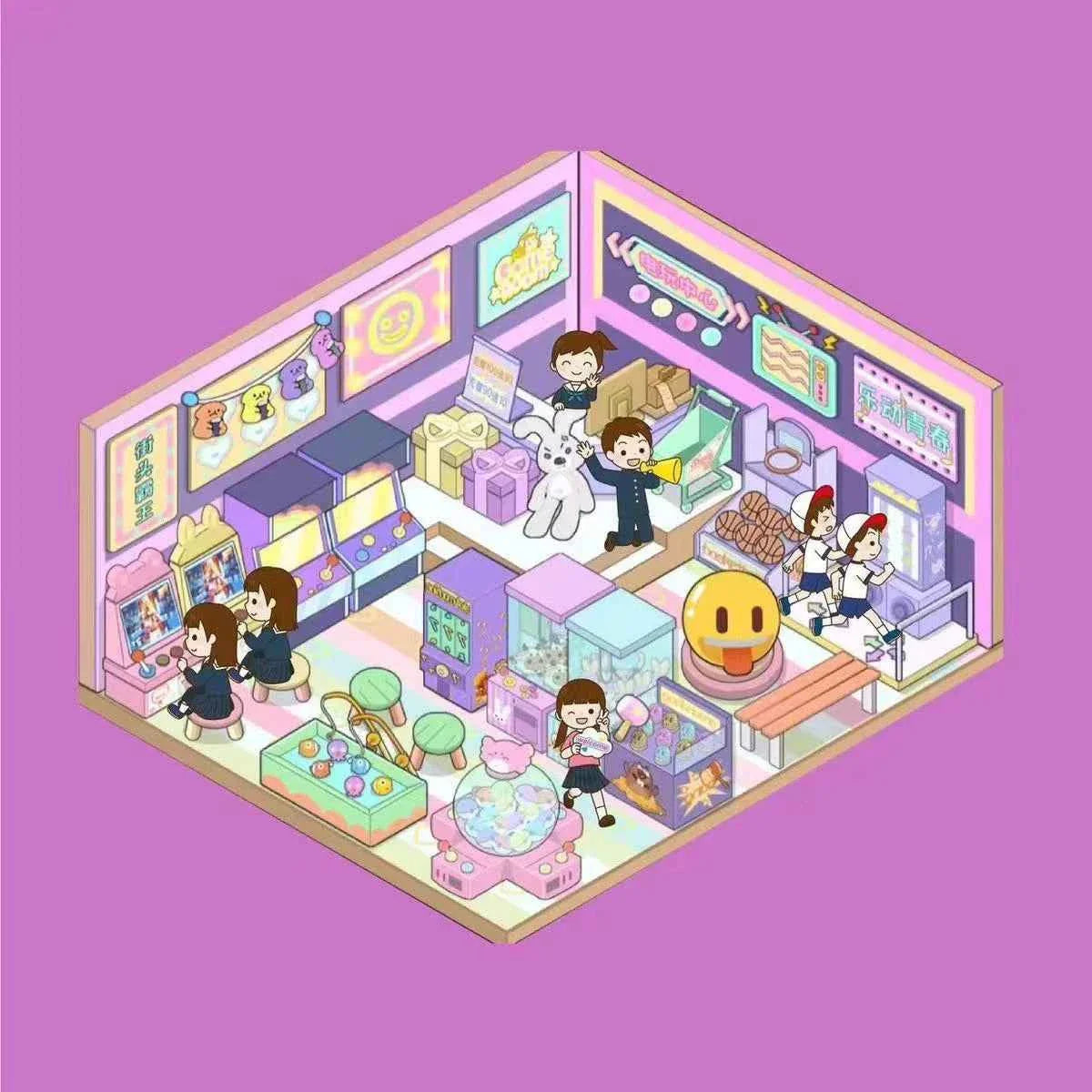 Childhood Dreams 3D Isometric Room Stickers - 4 Theme Sets: Pool Party | Arcade | Pink Loft | Dessert Street