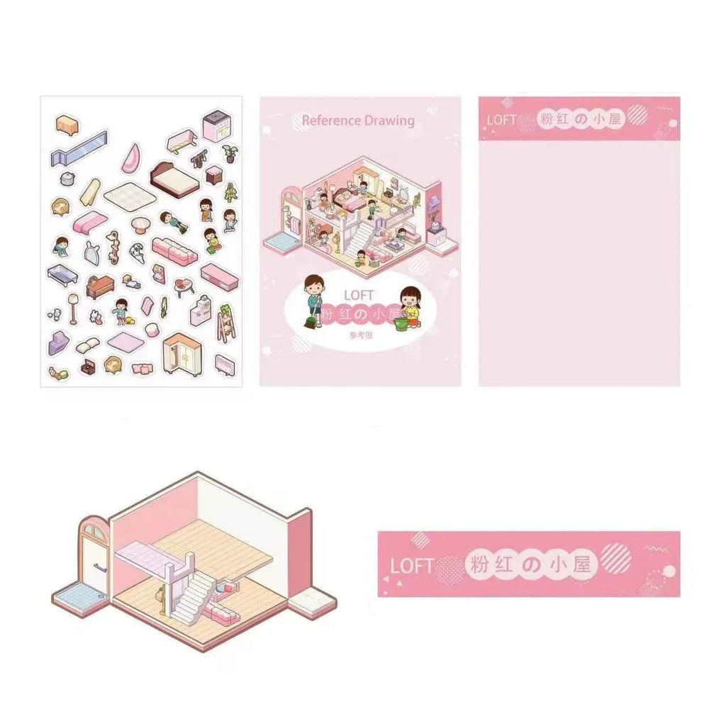 Childhood Dreams 3D Isometric Room Stickers - 4 Theme Sets: Pool Party | Arcade | Pink Loft | Dessert Street
