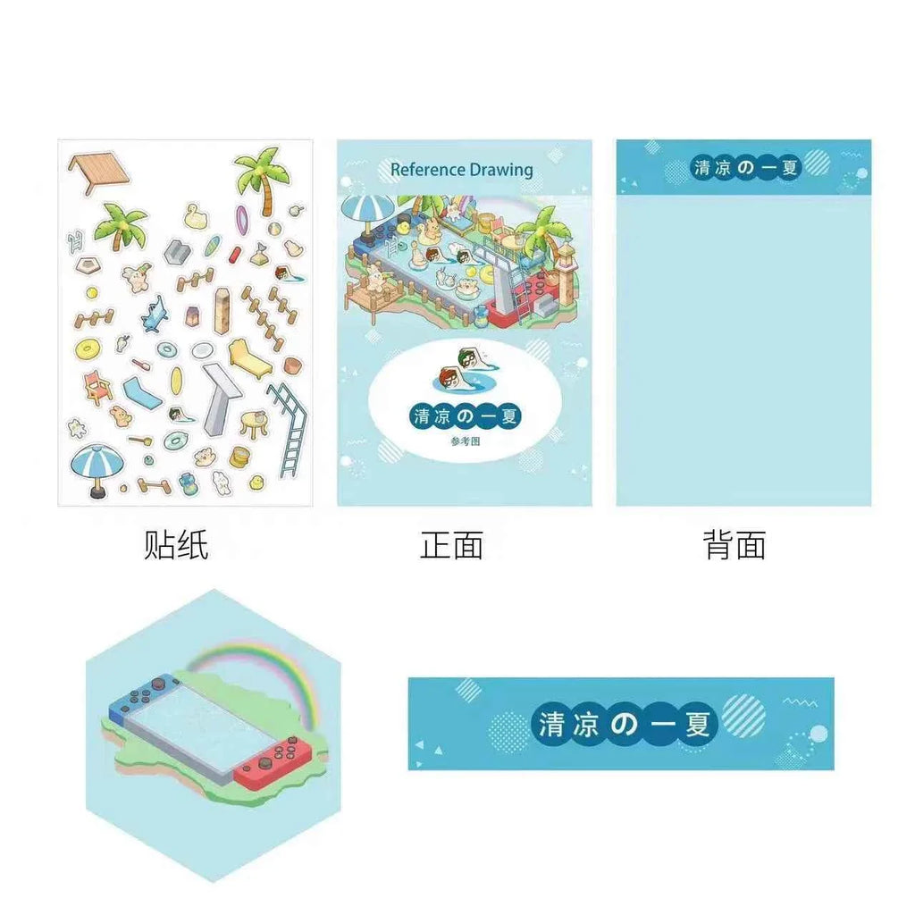 Childhood Dreams 3D Isometric Room Stickers - 4 Theme Sets: Pool Party | Arcade | Pink Loft | Dessert Street