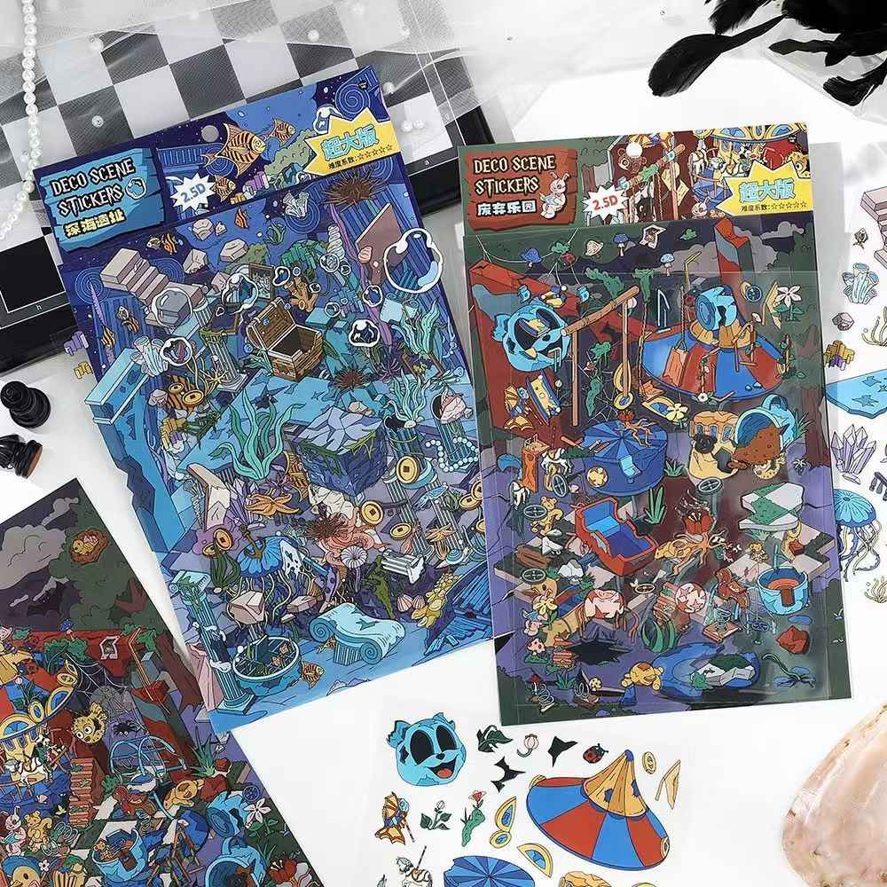 Plus Business of the Day 13.0 – 3D Miniature Sticker Scenes - 2 Theme Sets: Deep Sea Ruins | Abandoned Amusement Park