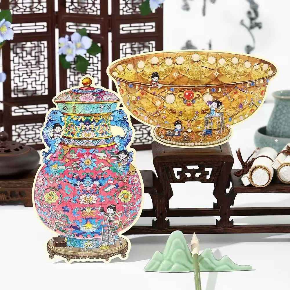 Plus Antique Restoration – 3D Miniature Scene Stickers – 6 Theme: Golden Bowl | Wishful Vase | Ancient Censer | Vintage Wine Pot | Blue-and-White Porcelain Vase | Phoenix Crown