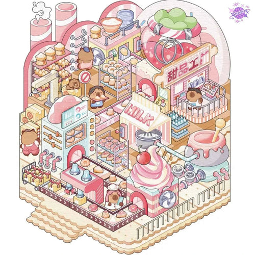 Capybara Factory Series – 3D Miniature Sticker Scenes - 4 Theme Sets: Doll Factory | Dessert Factory | Robot Factory | Egg Factory