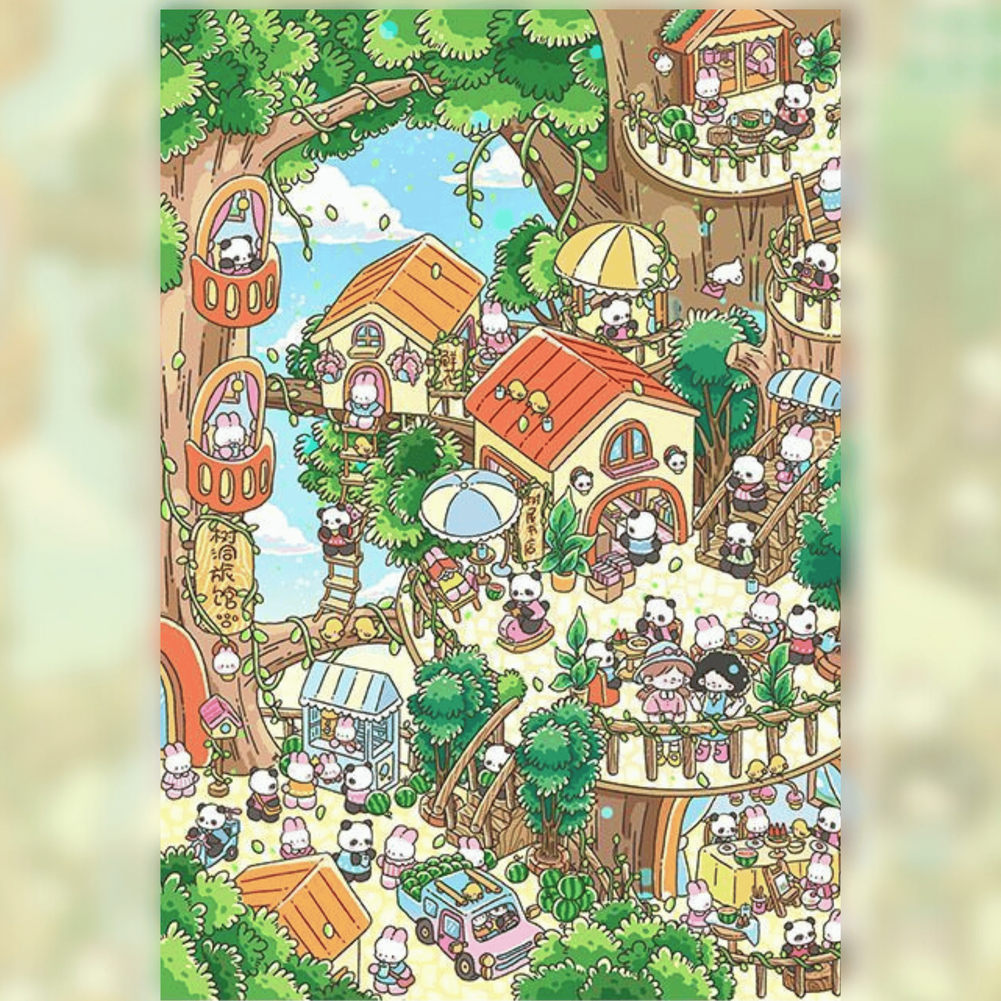 Treehouse Seasons 3D Scene Sticker Plus Size 4 Theme Sets: Spring Treehouse | Summer Treehouse | Autumn Treehouse | Winter Treehouse