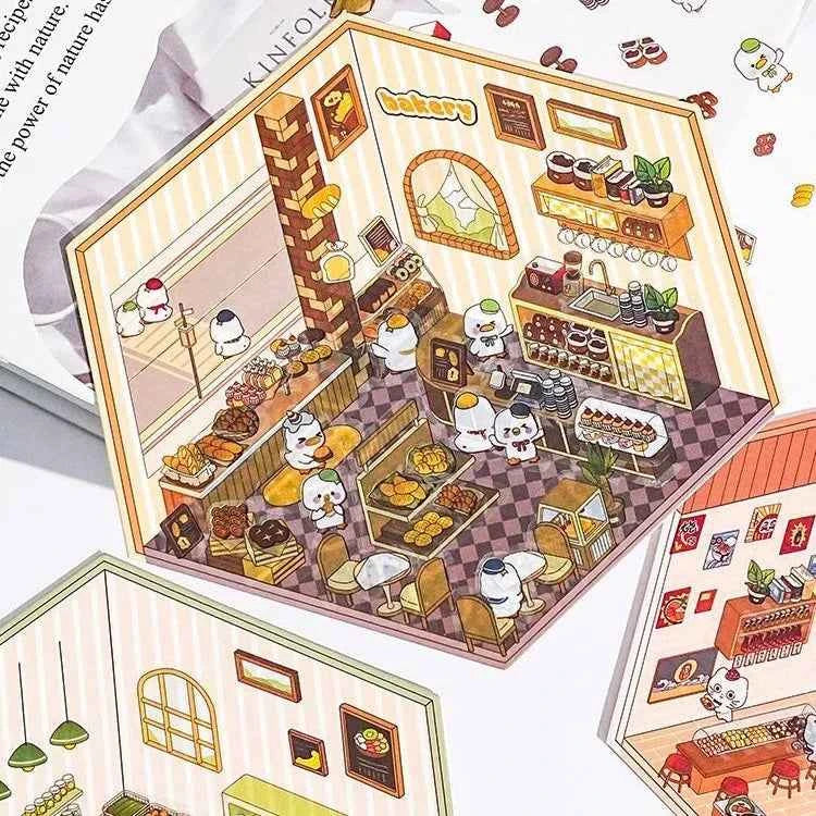 Miniature World 3D Scene Stickers - 4 Theme Sets: Izakaya | Convenience Store | Fresh Fruit | Bakery Shop