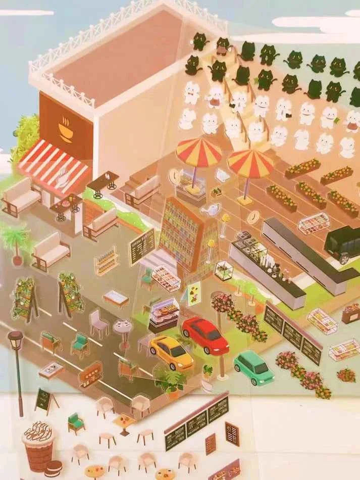 Mystery Town 3D Room Stickers - All 3 Themes: Coffee Shop | Happy Farming | Dream House