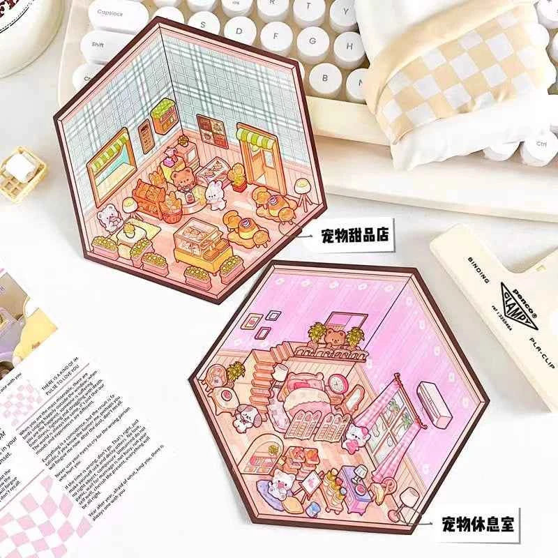 Korean Style Puppy 3D Room Stickers - 4 Theme Sets: Puppy Clothing Shop | Puppy House | Puppy Dessert Shop | Puppy Library