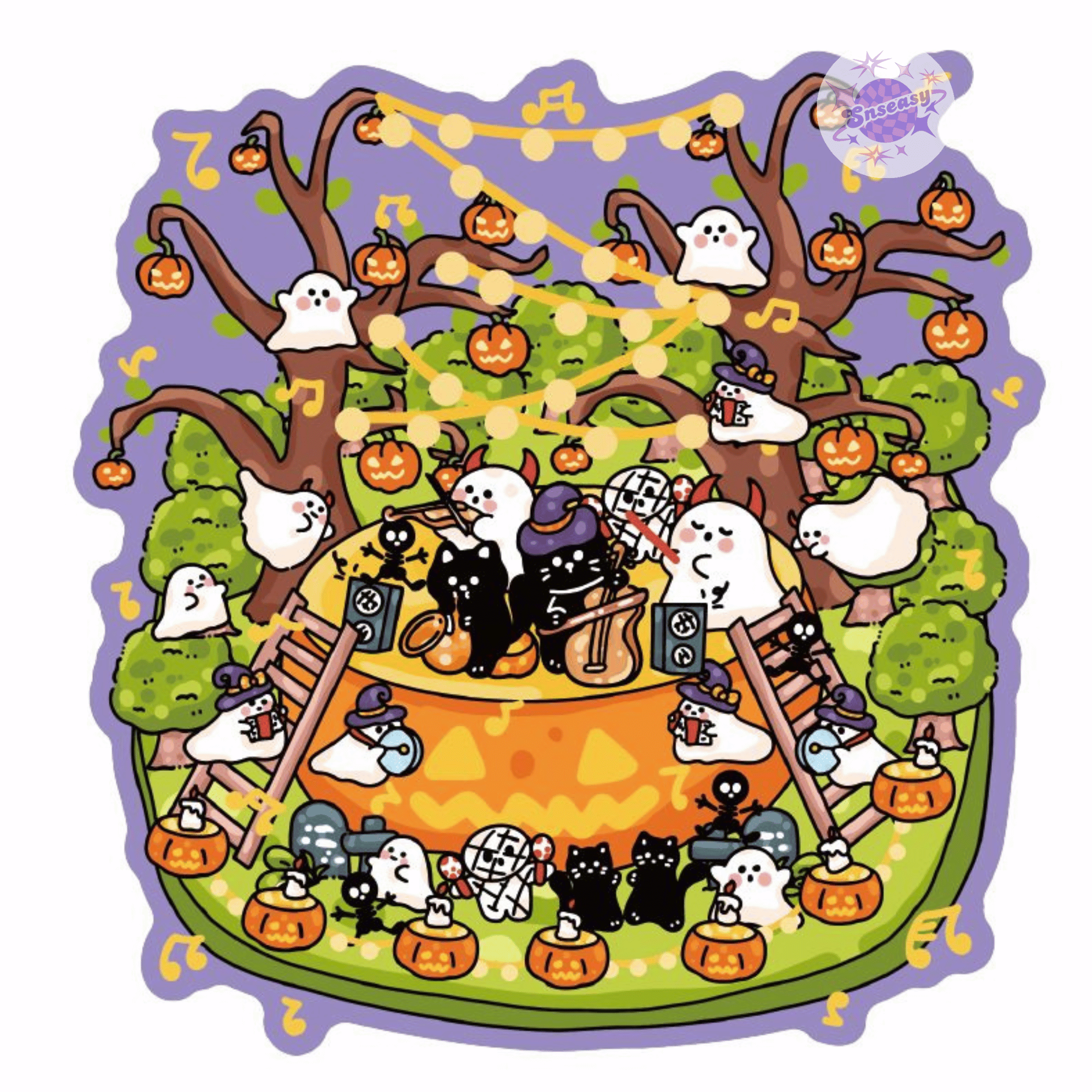 Halloween Ghost Party 3D Sticker Scenes | 4 Theme Sets: Halloween Party | Ghost Candy House | Ghost Feast | Ghost Concert