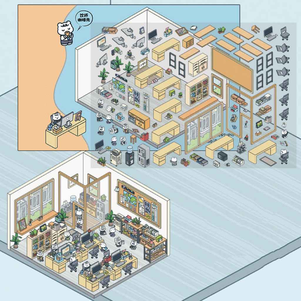 Migi's Happy Summer 3D Room Stickers - 9 Theme Sets: Work Time | Bookstore | Crane Game | Night Market | Izakaya | Tea Restaurant | Sweet Shop | Burger Shop | Hot Pot Restaurant