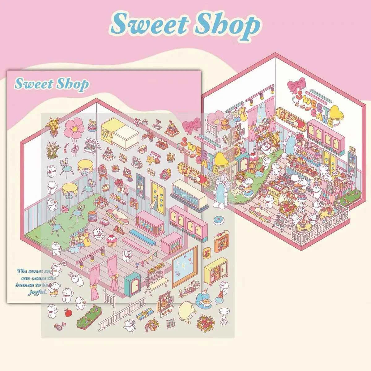 Migi's Happy Summer 3D Room Stickers - 9 Theme Sets: Work Time | Bookstore | Crane Game | Night Market | Izakaya | Tea Restaurant | Sweet Shop | Burger Shop | Hot Pot Restaurant