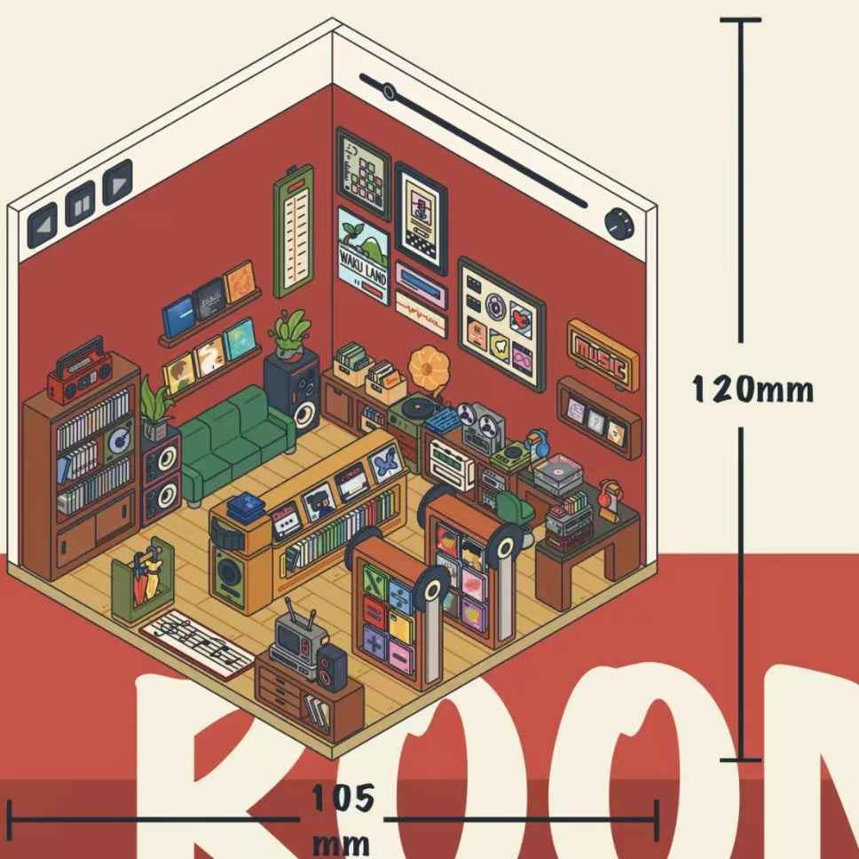 Simulation Business 3D Isometric Room Stickers - 3 Theme Sets: Arcade | Parcel Hub | Record Store