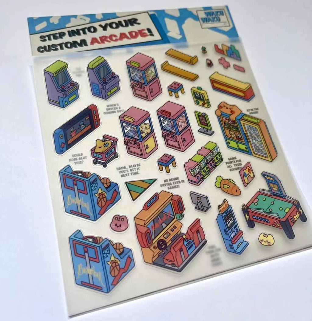 Simulation Business 3D Isometric Room Stickers - 3 Theme Sets: Arcade | Parcel Hub | Record Store