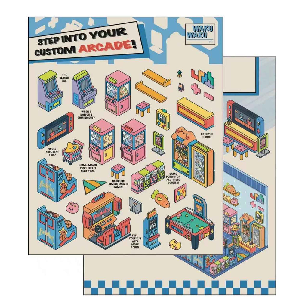 Simulation Business 3D Isometric Room Stickers - 3 Theme Sets: Arcade | Parcel Hub | Record Store