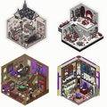 Gothic Magic House 3D Scene Sticker 4 Theme Sets: Ghost Magic House | Skeleton Guardian Lover | Skeleton Family Castle | Wizard’s Study