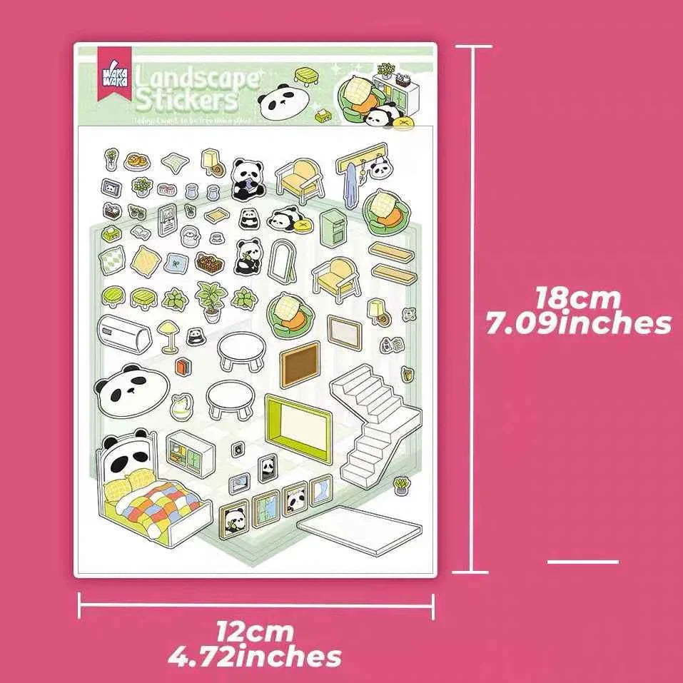 Samoyed's Day 3D Isometric Room Stickers - 6 Theme Sets: Samoyed Grocery Store | Samoyed Library | Samoyed Buffet | Samoyed Bakery Shop | Samoyed Bathroom | Panda Room