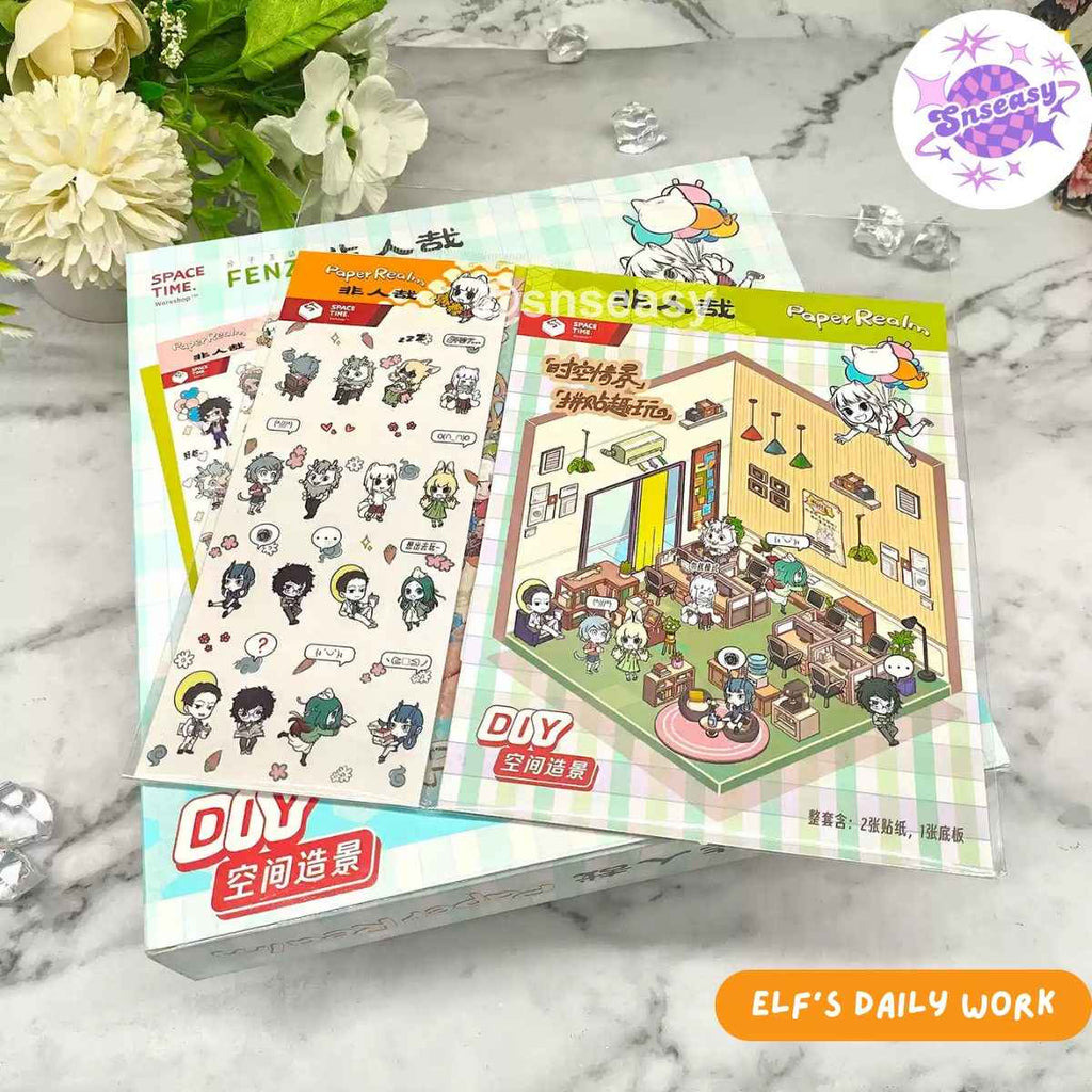 Orcs and Elves 3D Isometric Room Stickers - 8 Theme Sets: Dragon’s Castle | Elf's Daily Work | School Opening Ceremony | Happy Birthday | Birthday Party | Deer Man's Shop | Autumn BBQ | Mooncake Factory