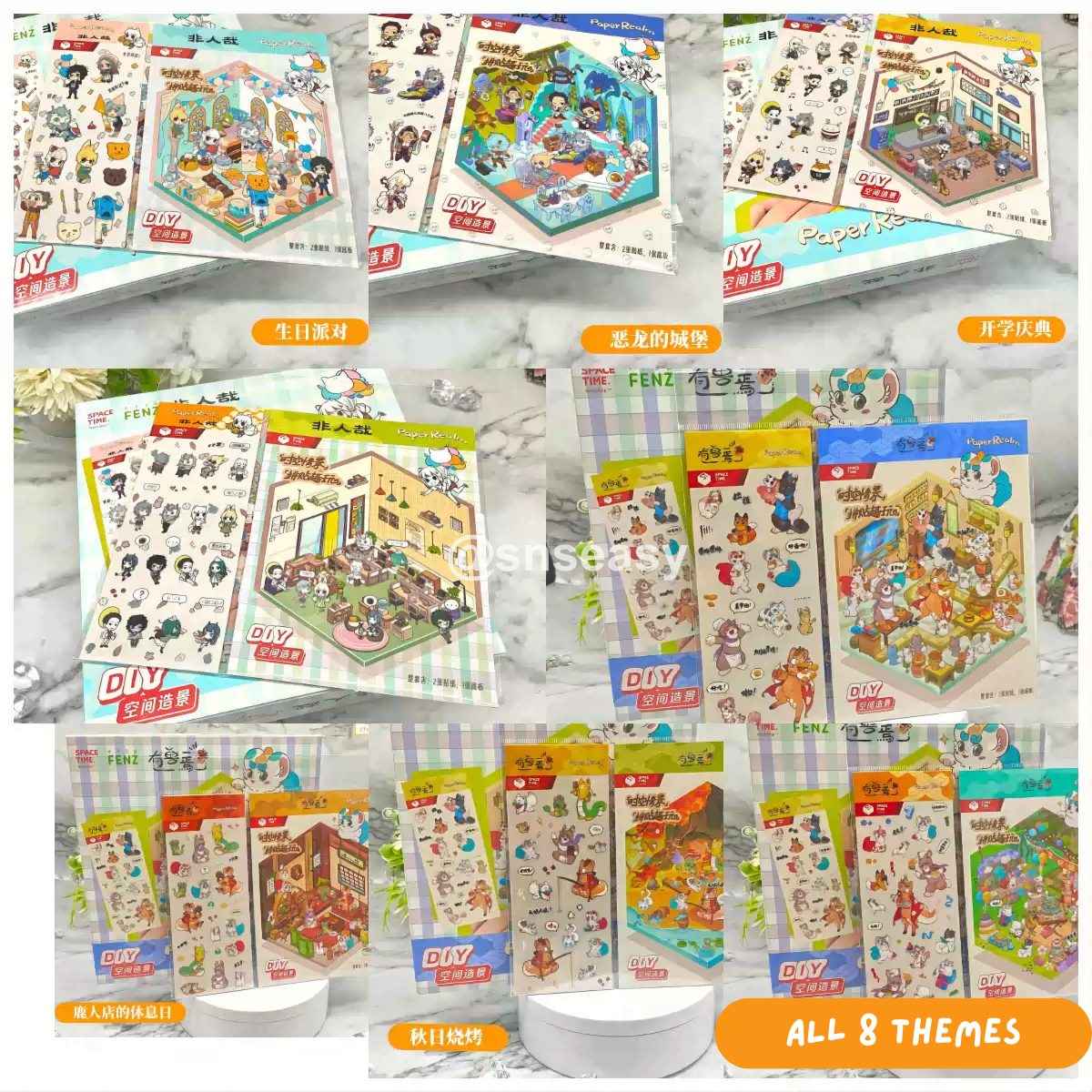 Orcs and Elves 3D Isometric Room Stickers - 8 Theme Sets: Dragon’s Castle | Elf's Daily Work | School Opening Ceremony | Happy Birthday | Birthday Party | Deer Man's Shop | Autumn BBQ | Mooncake Factory